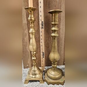 Set Of 2 Large Brass Candlestick Holders